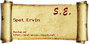 Spet Ervin névjegykártya